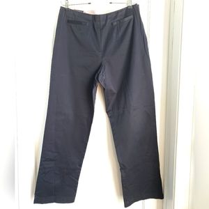Land's End Women's Pants, Dark Navy Blue Cotton High Waist Pants, Size 12
